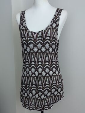 H&M Geometric Aztec Print Sleeveless Scalloped Arch Tank Top Boho